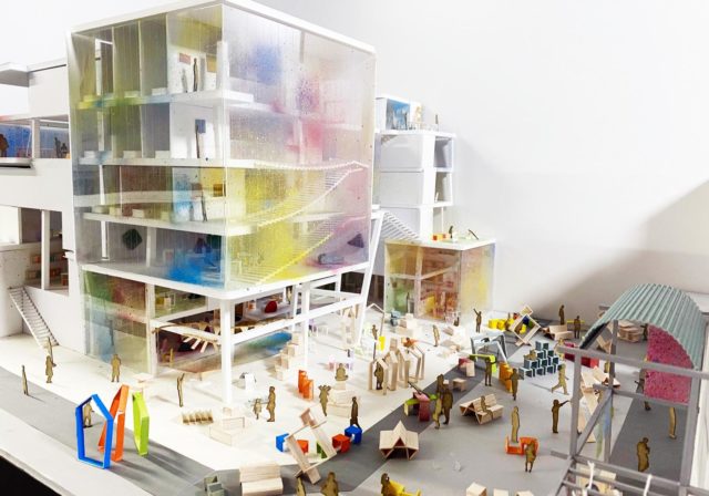 レモン画翠1Fショーケースにて建築学科4年生「建築設計Ⅵ」作品展示